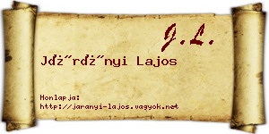 Járányi Lajos névjegykártya